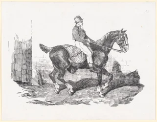 Cheval de carrosse monté par un palefrenier, dit aussi Cheval anglais avec une couverture à carreaux (Carriage Horse Ridden by a Groom, also called English Horse with a Checkered Blanket)