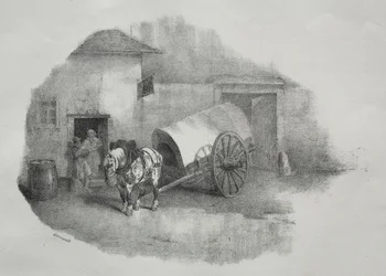 Cheval de charrette sorti des limons