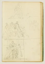 Quatre études de composition pour un groupe de personnages