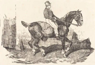 Palfrenier monté sur un cheval de carrosse