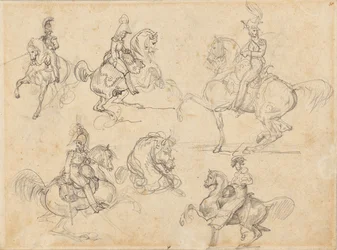 Chevaux et cavaliers (recto) ; Chevaux (verso)