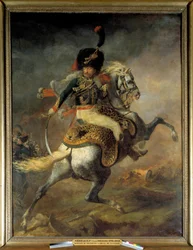 Officier des chasseurs à cheval de la Garde impériale chargeant, peinture de Théodore Géricault (1791-1824), 1812, H. 3,49 x 2,66 m