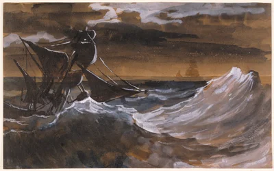 Voilier sur une mer déchaînée, vers 1818-9