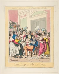 Plaisirs théâtraux, planche 5 : Festin dans le salon, vers 1835