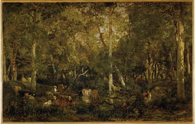 Le Vieux Dormoir du Bas-Breau ", a part of the forest of Fontainebleau (painting on canvas)