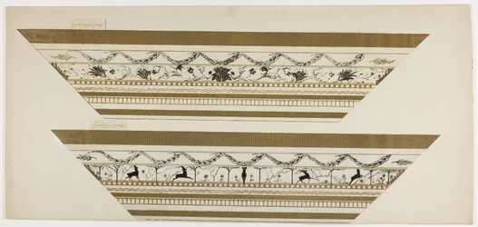 Cadre à motif de cerf et de fleurs, section supérieure du cadre