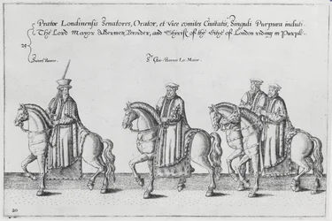 Lord-maire et échevins dans le cortège funèbre de Sir Philip Sidney en route vers la cathédrale Saint-Paul
