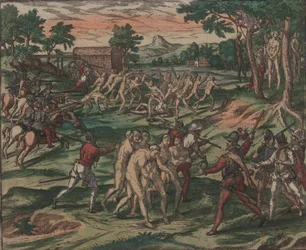Les esclaves tentent de vaincre leurs propriétaires espagnols, mais sont capturés et pendus aux arbres, 1595