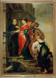 La Visitation - Sainte Marie visite Sainte Elisabeth (peinture sur toile)