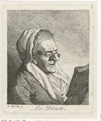 Vieille femme lisant avec des lunettes (La Dévote)