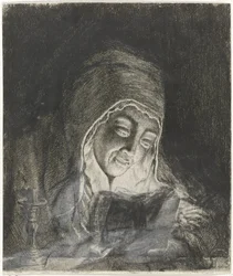 Femme lisant à la lumière d