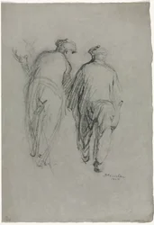 Deux hommes travaillant, vue arrière