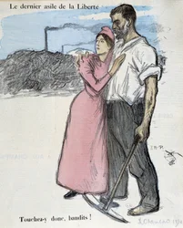 Travail des ouvriers et lutte antitrust : "Le dernier asile de la liberté - alors touchez-le bandits !" Illustration de 1891