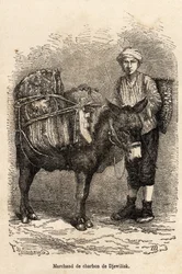 Un marchand de charbon, avec son âne, à Djewilisk (Anatolie du Nord), gravé d