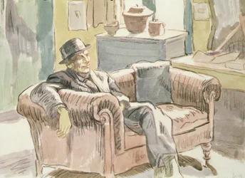 Walter Sickert assis sur un canapé, vers 1927