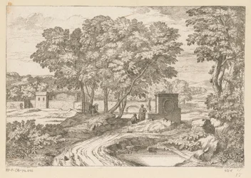 Paysage arcadien avec deux femmes près d