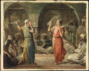 Danseuses algériennes. La danse du mouchoir, 1849