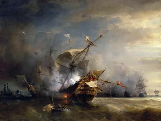 La bataille navale près de Lizard Point, Cornouailles le 21 octobre 1707