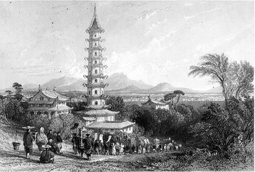 Tour de Porcelaine, Nankin, gravée par Henry Adlard