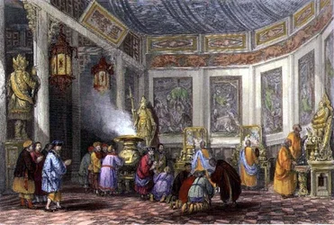 Offrandes Propitiatoires pour les Parents Défunts, gravée par E. Challis