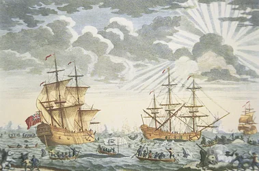 La pêche à la baleine au Groenland, gravée par E. Kirkall
