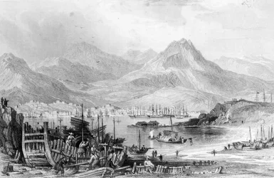 Hong-Kong depuis Kow-loon, gravé par Samuel Fisher