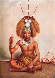 Un chef samoan en costume cérémoniel complet