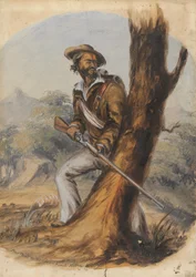 Barton Hottentot Kat River Levy (crayon et huile sur papier)