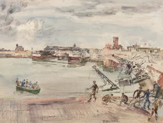 Docks ex entrepôts du Port du Calais Bassin Ouest, 1944