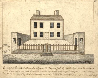 Maison Levers, Manchester, 1819 (plume et encre et lavis sur papier)