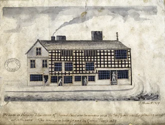 Vieille maison sur Hanging Ditch, Manchester, 1819
