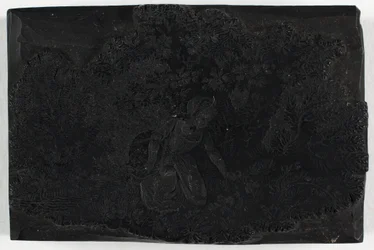 Bloc de bois pour femme cueillant des fleurs