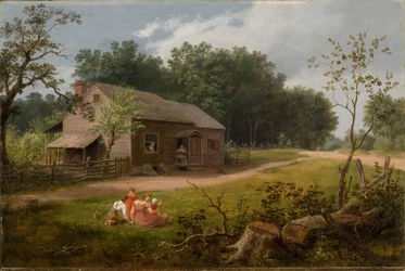 Cabane avec des enfants jouant