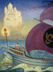 Le Chevalier Perceval approche de Camelot par la mer