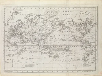 Carte du monde montrant les trajets du capitaine Cook