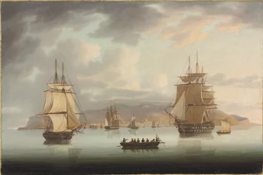 Rade de Funchal, H.M.S. Blenheim avec Greyhound et Harrier en route, 1805