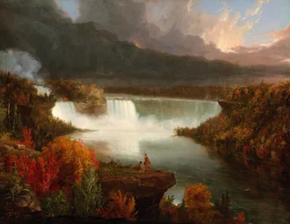 Vue lointaine des chutes du Niagara