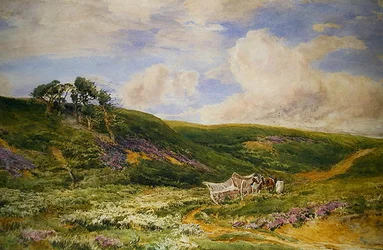 Paysage avec charrette