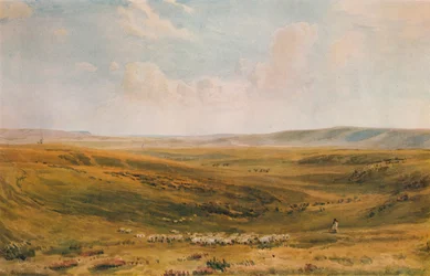 Les Downs près de Lewes Seaford Cliff au loin, c1887
