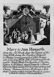 Carte de visite pour la boutique de Mary et Ann Hogarth, 1807, 1827