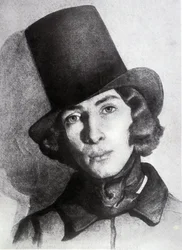 Portrait de Maurice Sand (1823-1889), fils de George Sand, 21 ans - Dessin non daté par Thomas Couture (1815-1879) - ce dessin a longtemps été considéré comme celui de sa mère George Sand