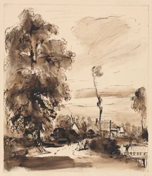Un chemin de campagne avec des cottages