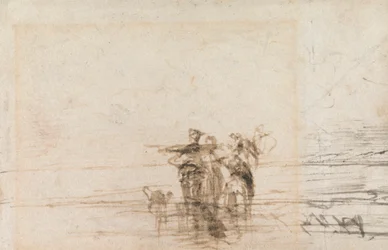 Pêcheurs de crevettes sur le rivage