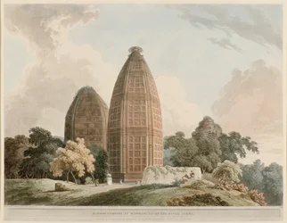 Temples hindous à Bindrabund sur la rivière Jumna