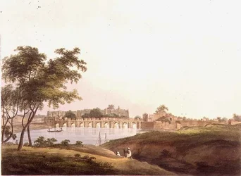 Le pont de Juonpore, Bengale, gravé par H. Merke, publié par Edward Orme, 1804