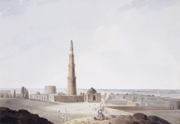 Le Qutb Minar, Delhi, vers 1789