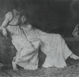 Modèles non identifiés en costumes grecs, vers 1883