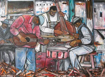 Blues In The Rouge, 2014 (technique mixte sur toile)
