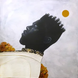Hair Towards The Sun III, 2023 (technique mixte sur toile)