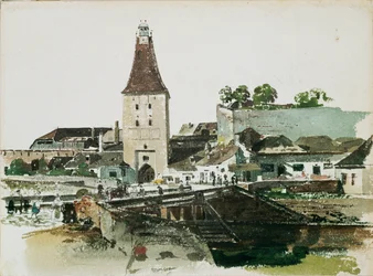 Porte de la ville de Wiener Tor à Krems (watercorlour)